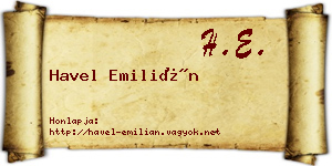 Havel Emilián névjegykártya